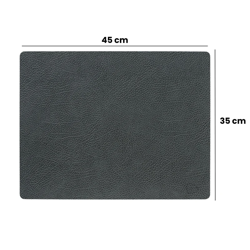 LIND DNA Tischsets Hippo - Leder - Anthrazitgrau - 45 x 35 cm - 2 Stück