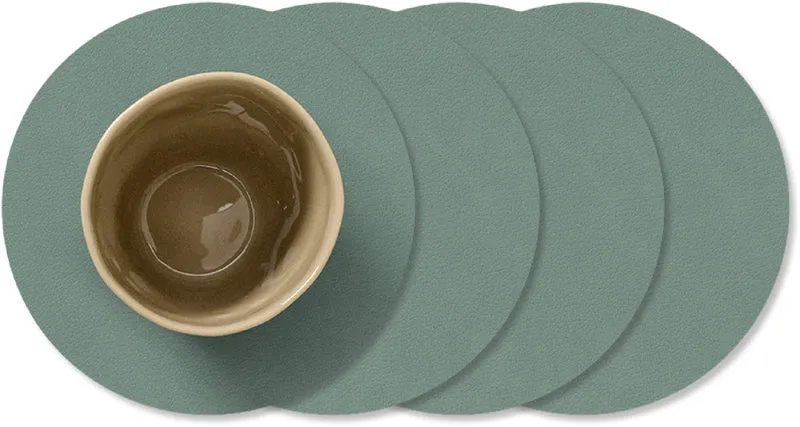 LIND DNA Untersetzer Nupo - Leder - Pastellgrün - ø 10 cm - 4 Stück