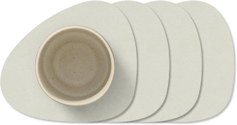 LIND DNA Untersetzer Nupo - Leder - Leinen - 13 x 11 cm - 4 Stück