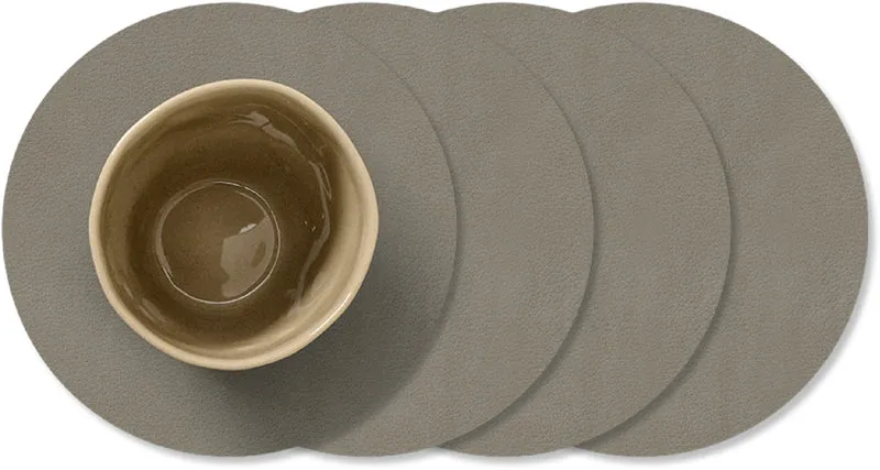 LIND DNA Untersetzer Nupo - Leder - Flint Grau - ø 10 cm - 4 Stück