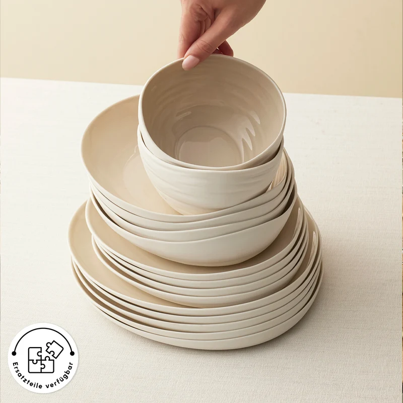 Karaca Earth Collection Rise 55-teiliges Tafelservice für 12 Personen, Cream