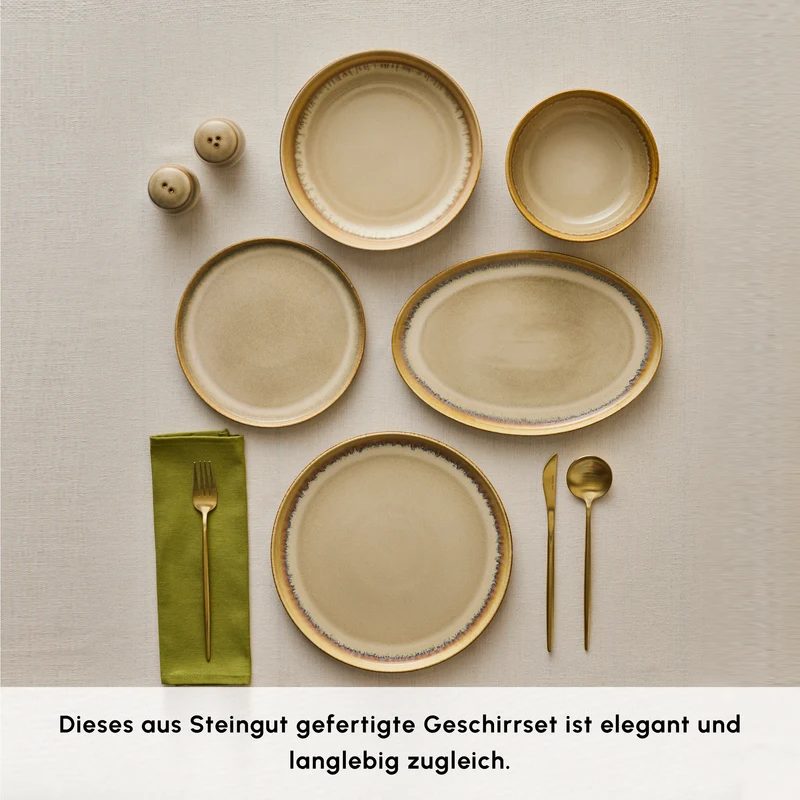 Karaca Earth Collection Earthy Light Reactive 52-Teiliges 12-Personen Geschirrset