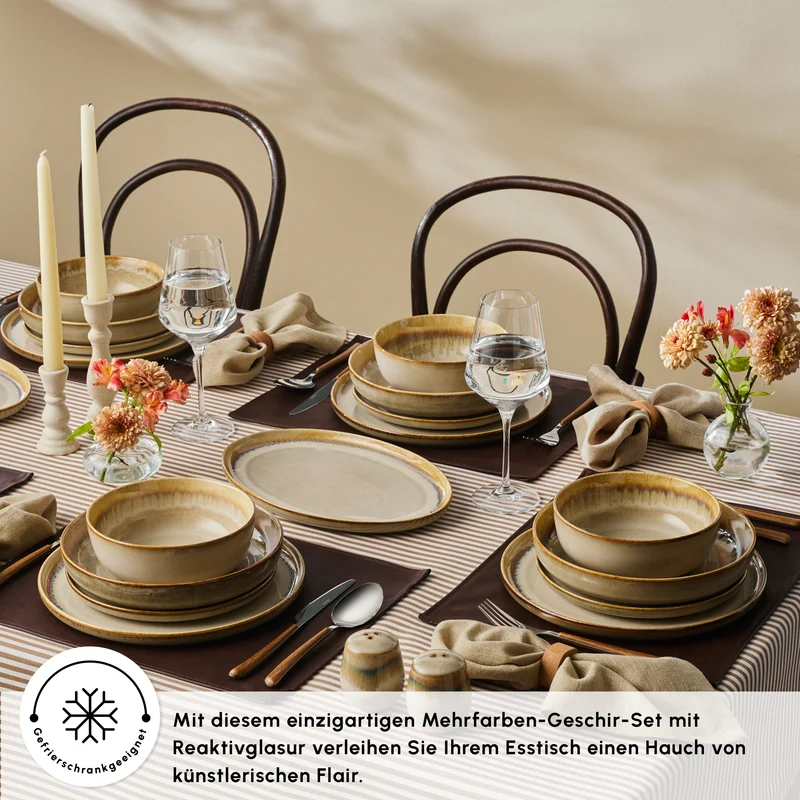 Karaca Earth Collection Earthy Light Reactive 52-Teiliges 12-Personen Geschirrset