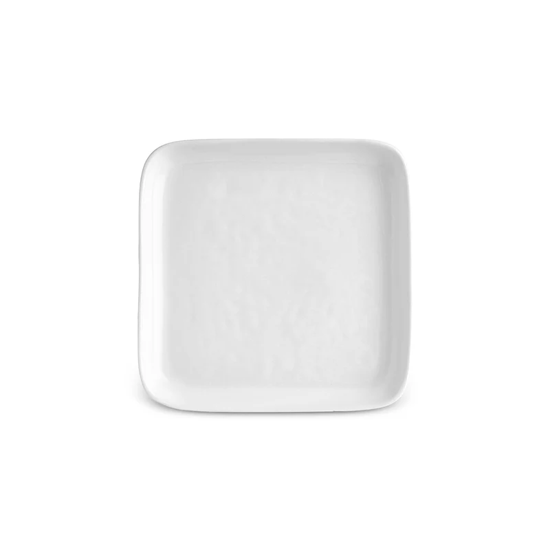 Karaca Epsilon Quadratischer Dessert-/Beilagenteller aus Porzellan, 13 cm, Weiß