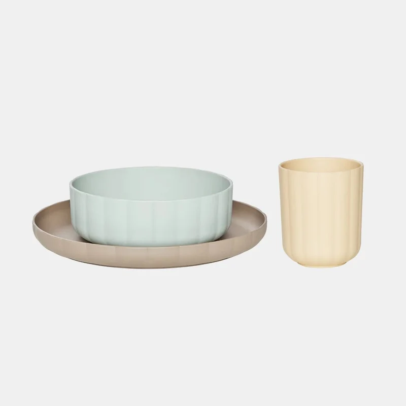 Geschirrset "Pullo" Mint/Vanilla/Taupe