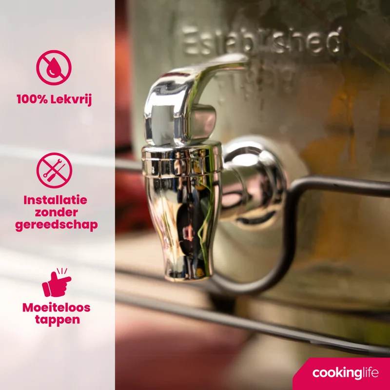Cookinglife Dubbele Getränkespender - mit Halter - 2 x 4 Liter