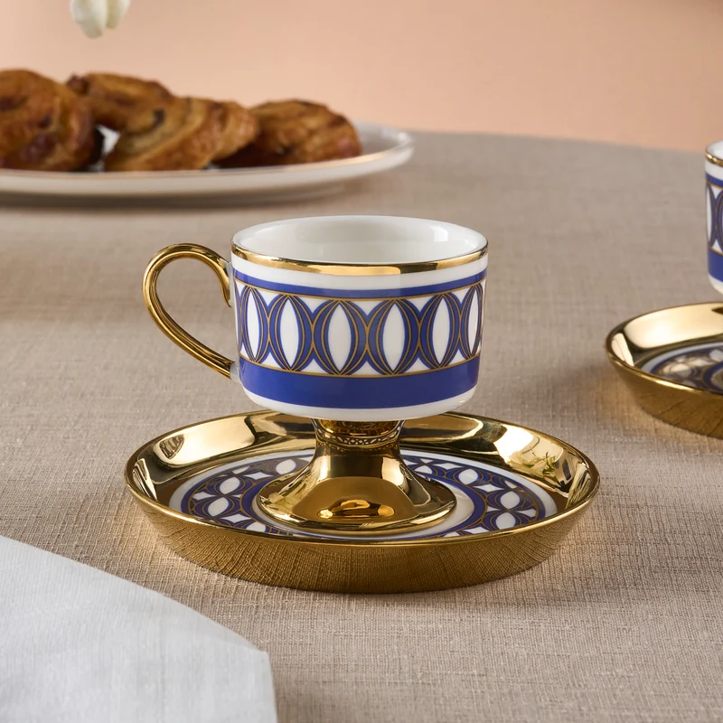Karaca Hilal 4-teiliges Porzellan Türkisch-Kaffeetassen-Set, 85 ml, Mehrfarbig
