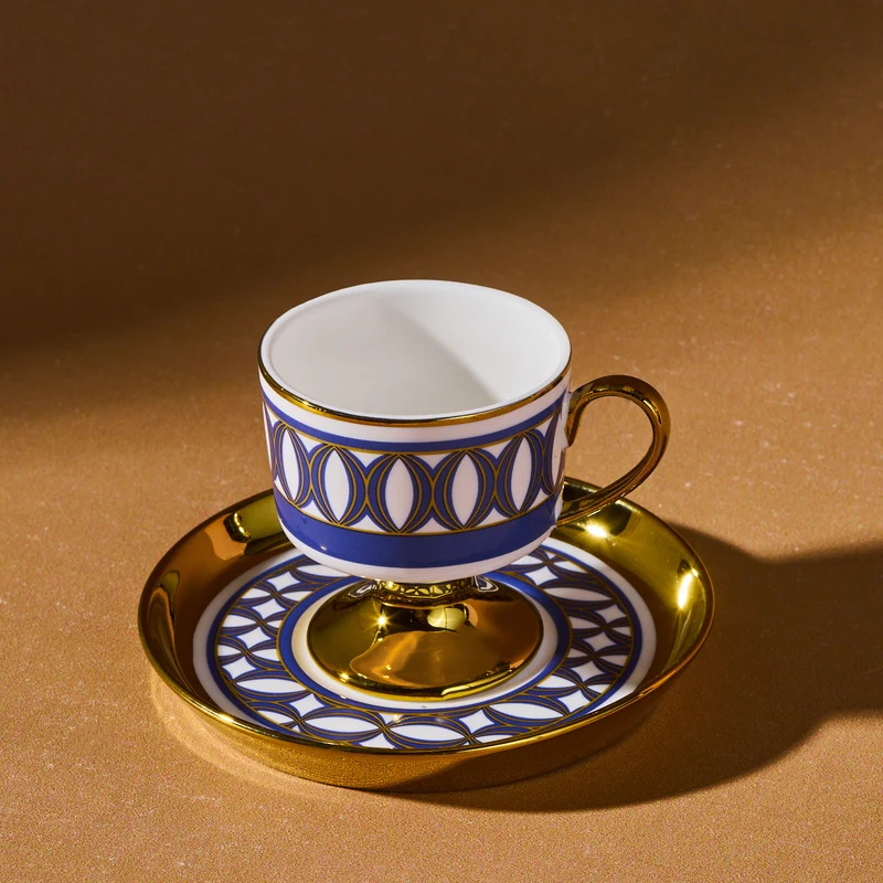 Karaca Hilal 4-teiliges Porzellan Türkisch-Kaffeetassen-Set, 85 ml, Mehrfarbig