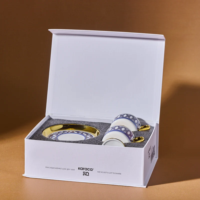 Karaca Hilal 4-teiliges Porzellan Türkisch-Kaffeetassen-Set, 85 ml, Mehrfarbig