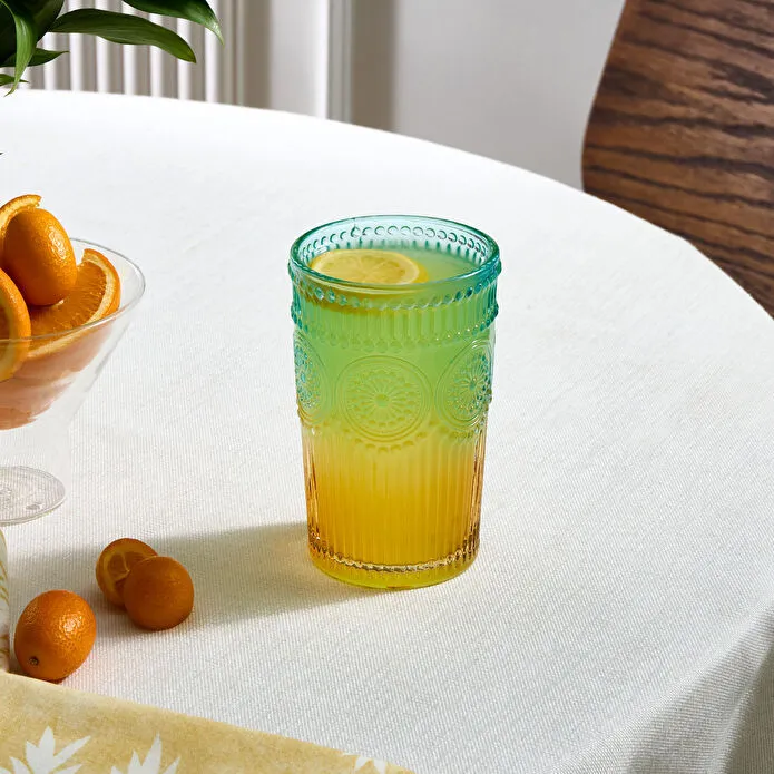 Karaca Sunflower Trinkglas 332 ml, Blau Gelb