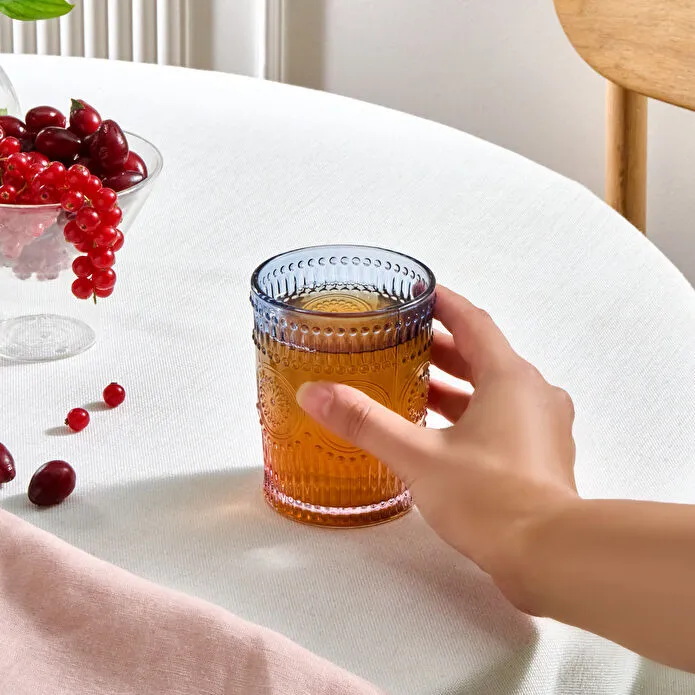 Karaca Sunflower Wasserglas 250 ml, Blau Rosa