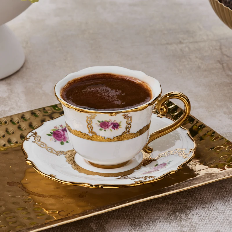 Karaca Royal Bone Elizabeth Kaffeetassenset für 6 Personen, 90 ml