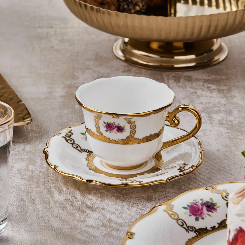 Karaca Royal Bone Elizabeth Kaffeetassenset für 6 Personen, 90 ml