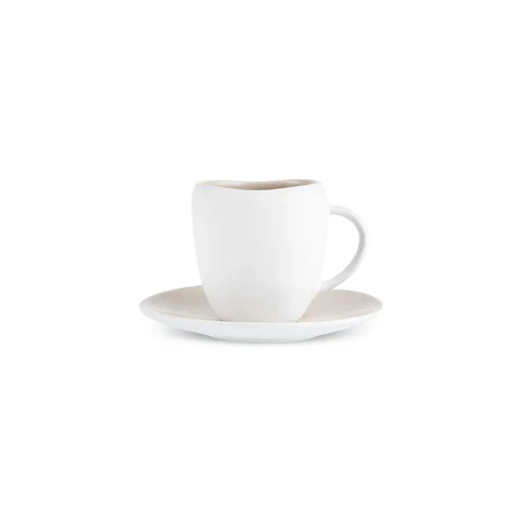 Karaca Earth Collection New Cupid Reactive Glaze Espresso Türkischer Kaffeetassen-Set, 90 ml, Für 1 Person, Beige-Weiß