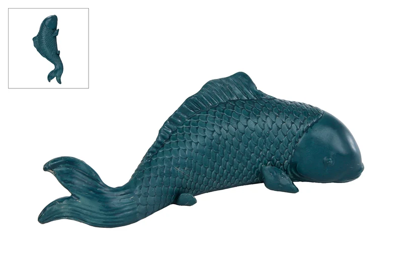 Skulptur "Fisch" blau polystone 19x6x7cm