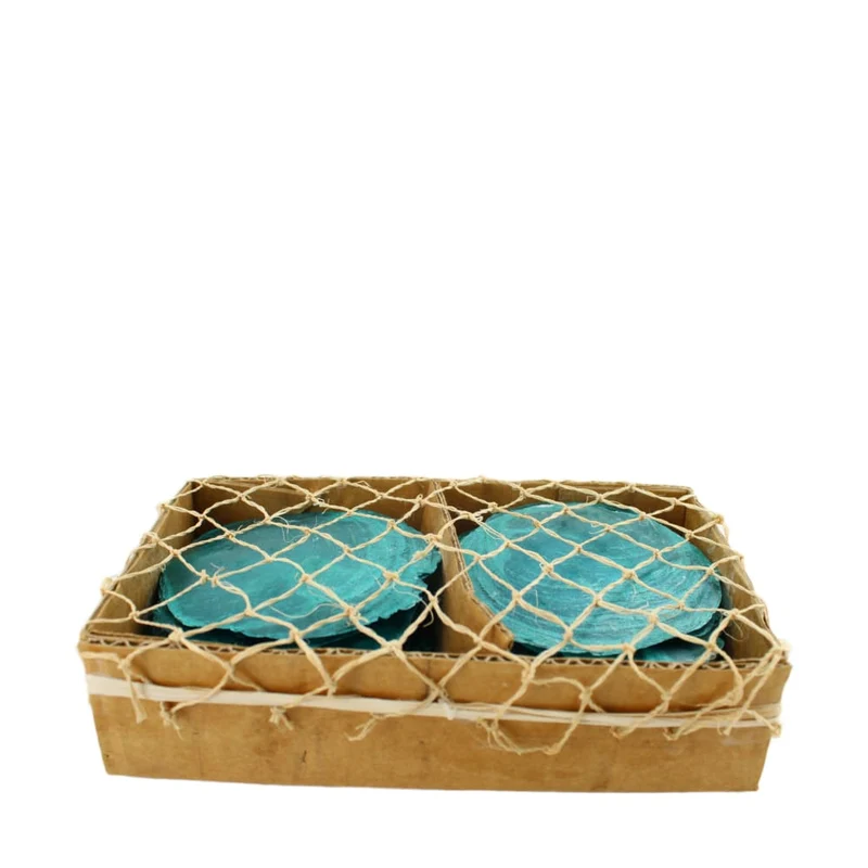 Muschel capiz in Box natur 8x18x4.5cm 300gr Blau/Grün