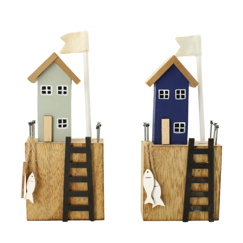 Figur Holz 6.5x4x16.5cm 2 sortiert blau