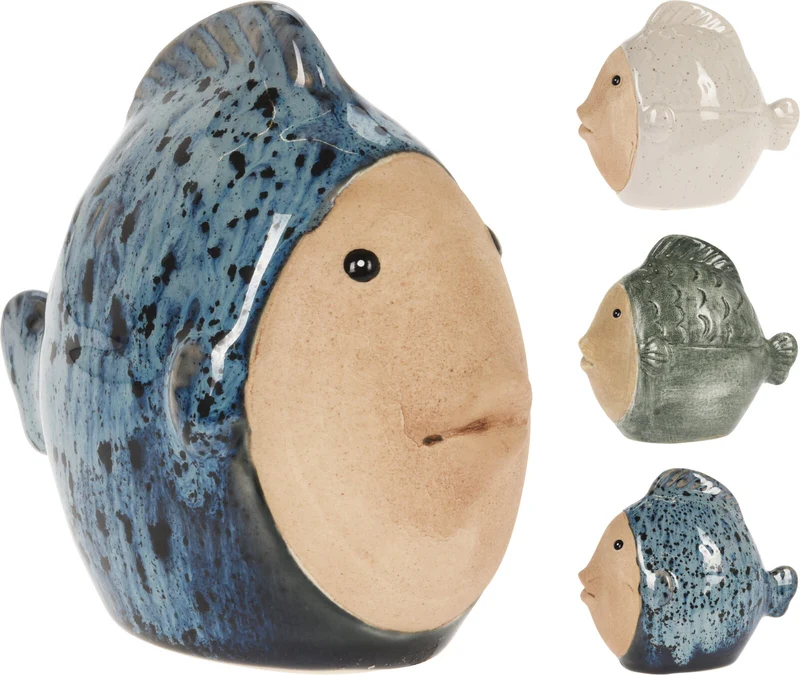 FISCH PORZELLAN KLEIN 11X6X10CM 3 STÜCK SORTIERT
