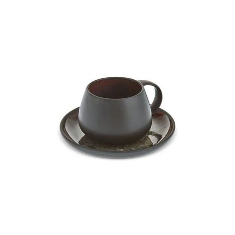 Karaca Earth Collection New Galactic 2-teiliges Teeset mit Reaktivglasur, 300 ml, Schwarz