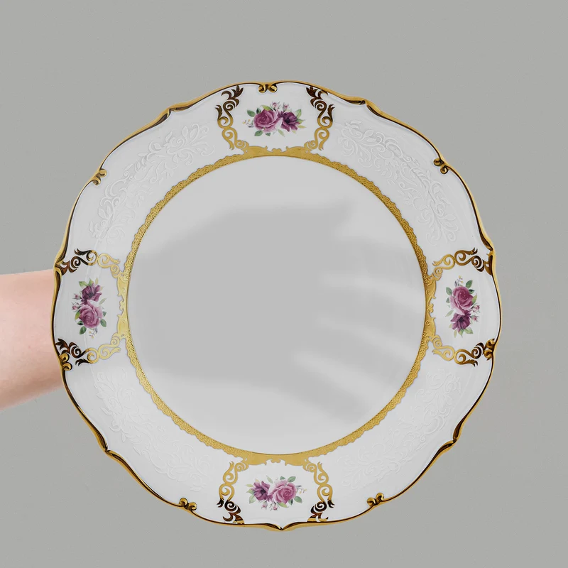 Karaca Royal Bone China Elizabeth 55-teiliges Tafelservice für 12 Personen, Gold