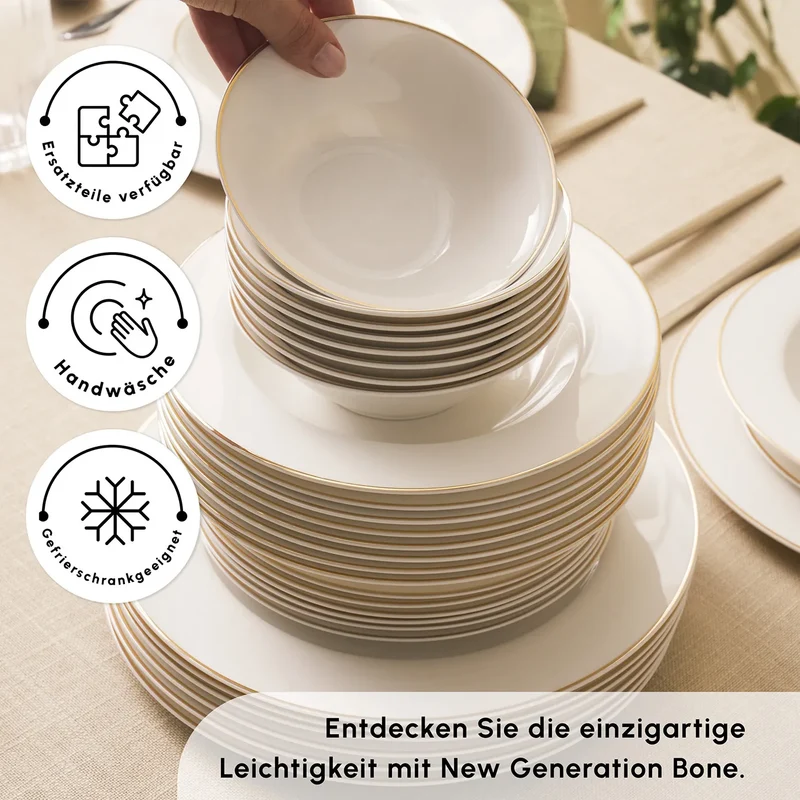 Karaca Lexi Gold 56-teiliges Tafelgeschirr-Set für 12 Personen