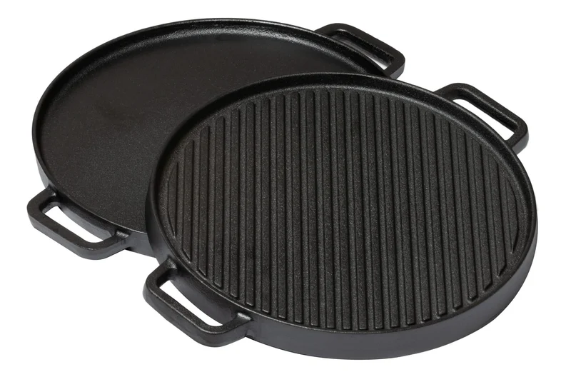 Blackwell Grillplatte BBQ / Backplatte aus Gusseisen Ø 30 cm – ohne Antihaftbeschichtung – beidseitig