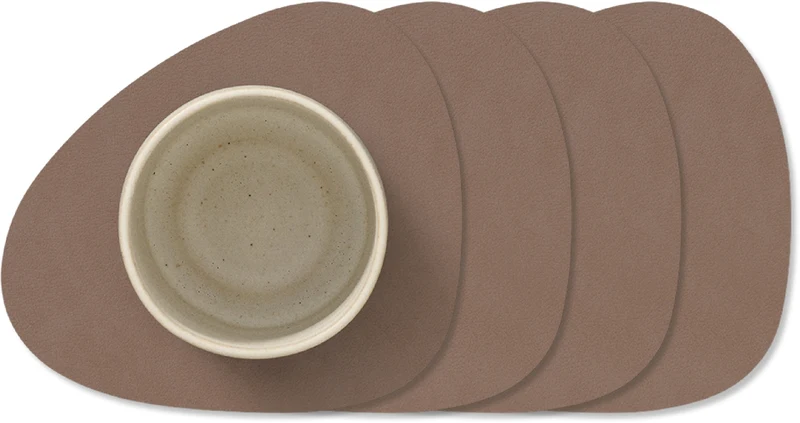 LIND DNA Untersetzer Nupo - Leder - Trüffel - 13 x 11 cm - 4 Stück