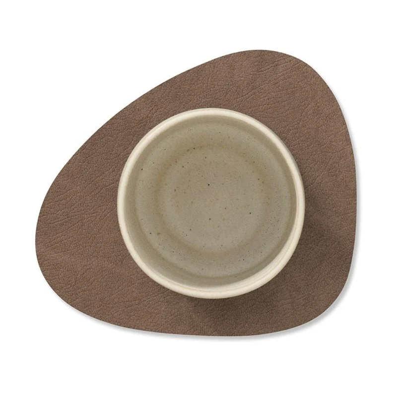 LIND DNA Untersetzer Nupo - Leder - Braun / Sand - doppelseitig - 13 x 11 cm - 4 Stück