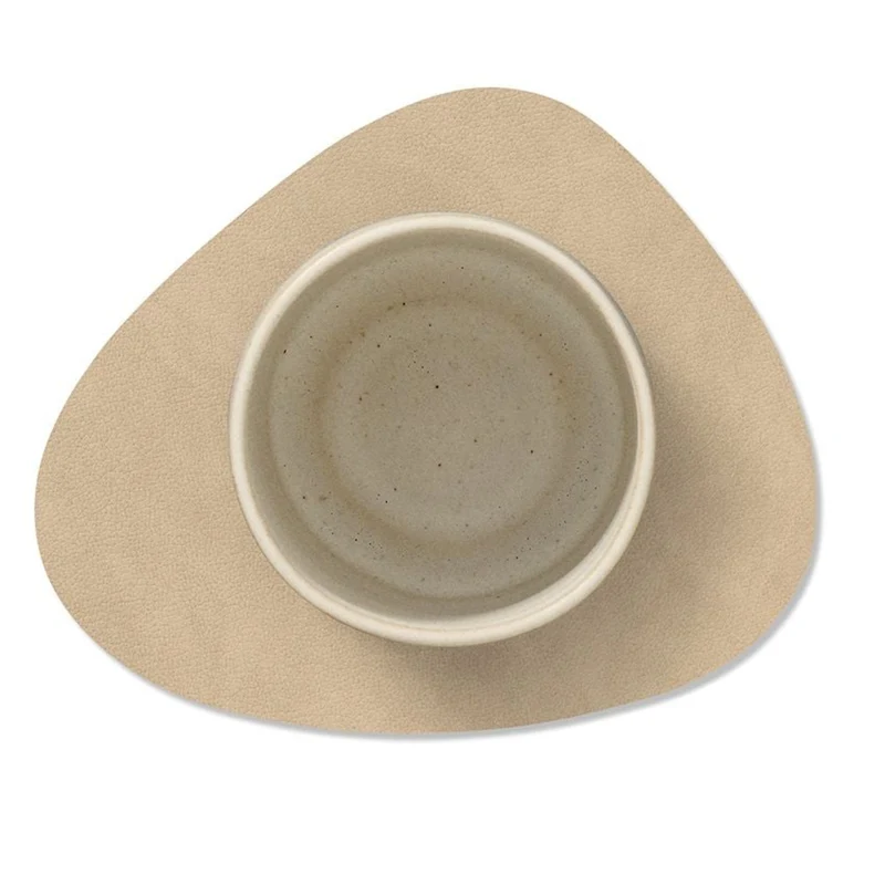 LIND DNA Untersetzer Nupo - Leder - Braun / Sand - doppelseitig - 13 x 11 cm - 4 Stück