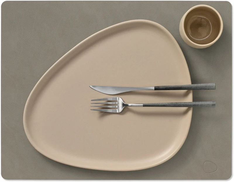 LIND DNA Tischsets Nupo - Leder - Flintgrau - 45 x 35 cm - 2 Stück