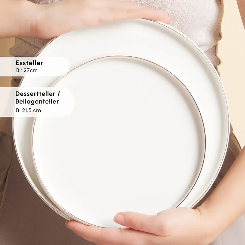 Karaca Red Carpet Collection Streamline New Sunset Gold für 12 Personen Geschirrset, 59 Teilig, New Generation Bone