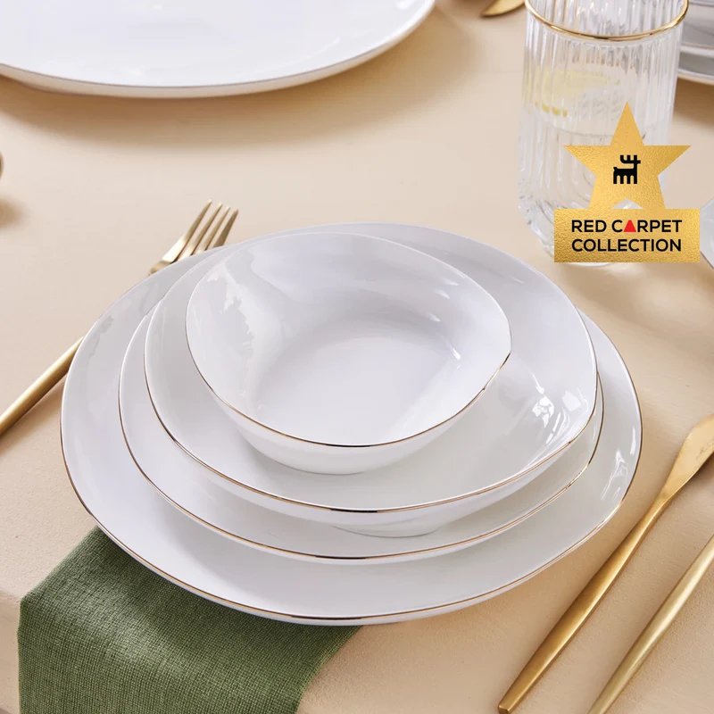Karaca Red Carpet Collection Stream Bone Yakamoz 59-teiliges 12-Personen-Geschirrset Gold