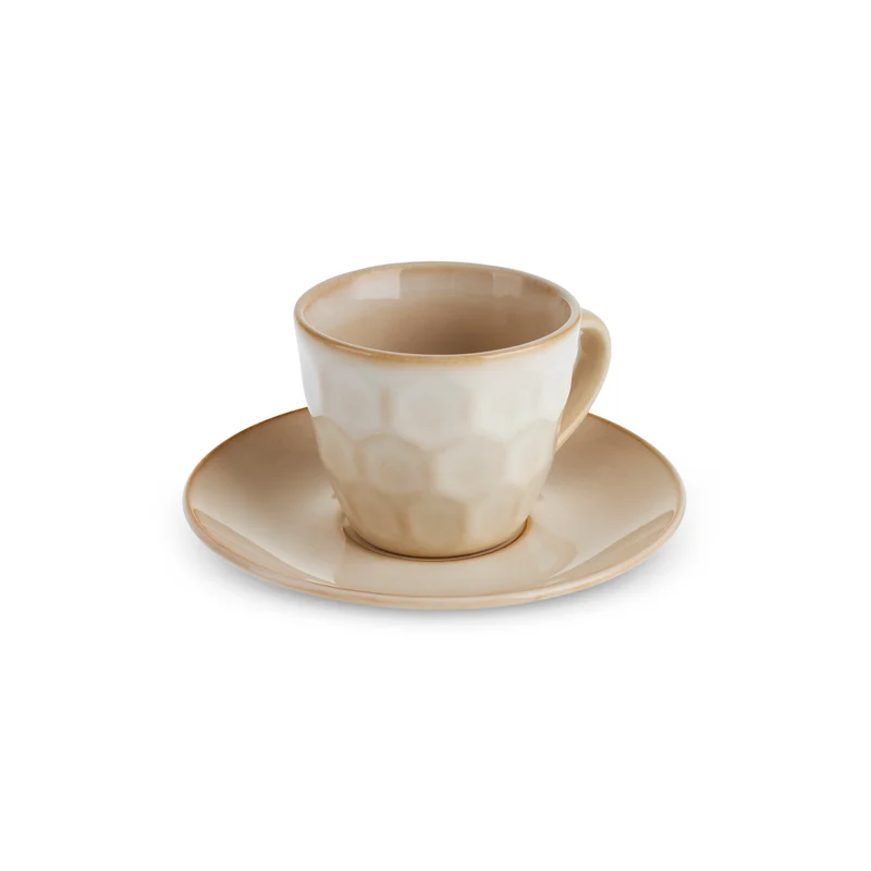 Karaca Aria Beige Reactive Koffiekopjesset voor 1 Persoon, 90 ml