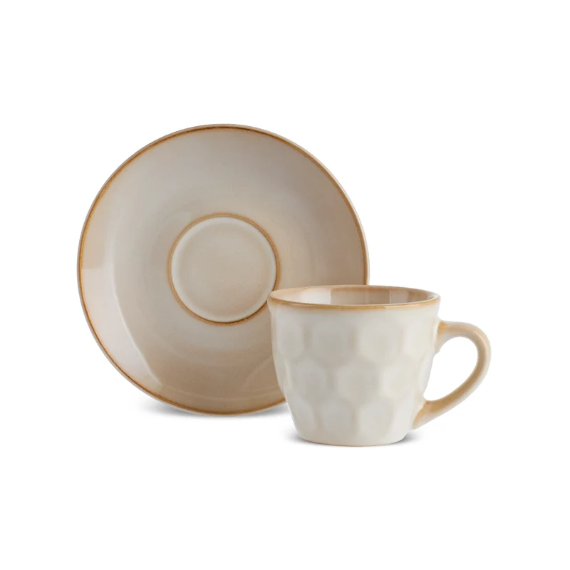 Karaca Aria Beige Reactive Koffiekopjesset voor 1 Persoon, 90 ml