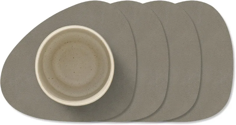 LIND DNA Untersetzer Nupo - Leder - Flintgrau - 13 x 11 cm - 4 Stück