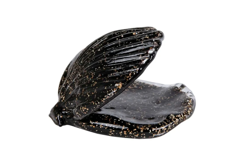 Skulptur "Muschel Meguino" schwarz/goldenes Glas 11.5x11.5x9cm