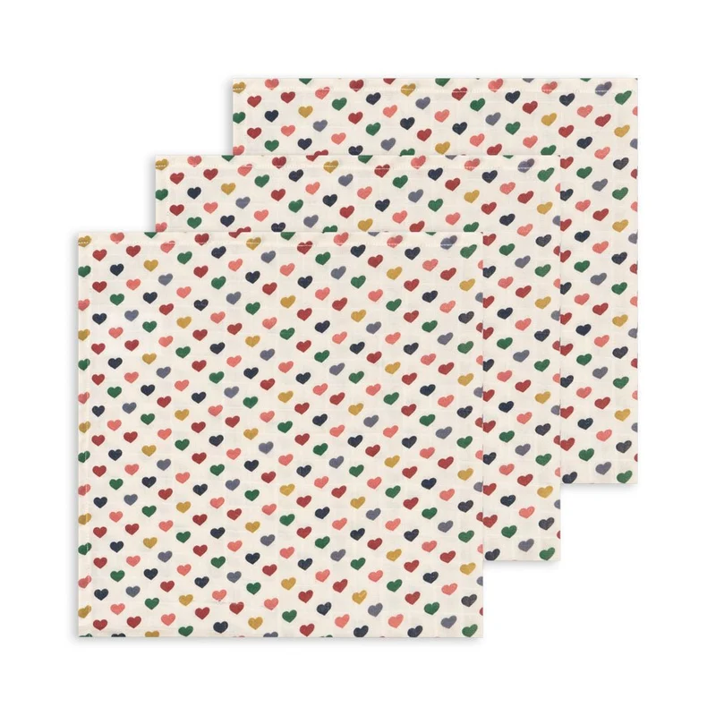 Mulltücher "Coeur Colore" 3er Pack