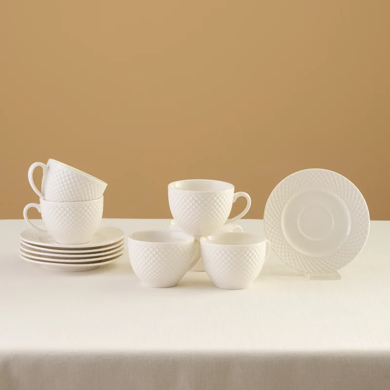 Karaca Nina Embossed Teetassen-Set für 6 Personen, 220 ml