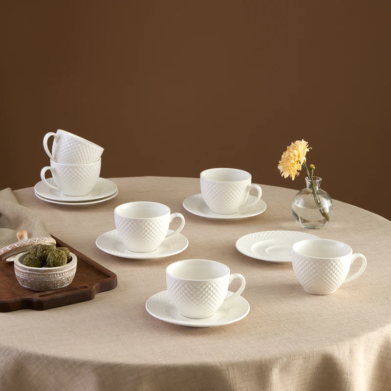 Karaca Nina Embossed Teetassen-Set für 6 Personen, 220 ml