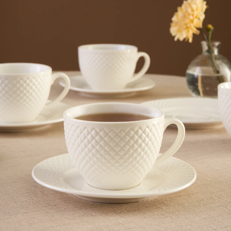 Karaca Nina Embossed Teetassen-Set für 6 Personen, 220 ml