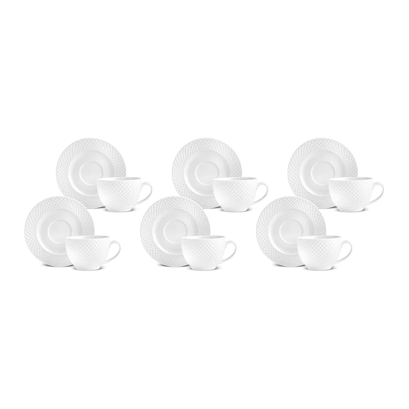 Karaca Nina Embossed Teetassen-Set für 6 Personen, 220 ml