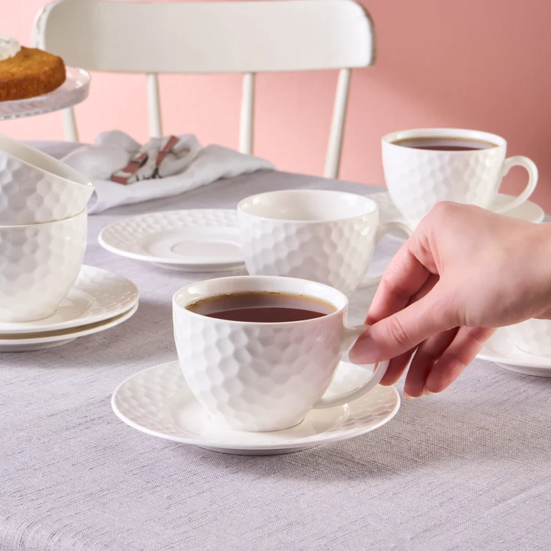 Karaca Nora Embossed Teetassen-Set für 6 Personen, 220 ml