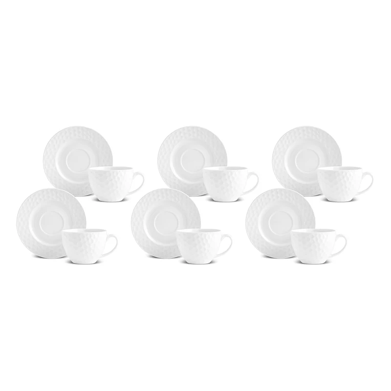 Karaca Nora Embossed Teetassen-Set für 6 Personen, 220 ml