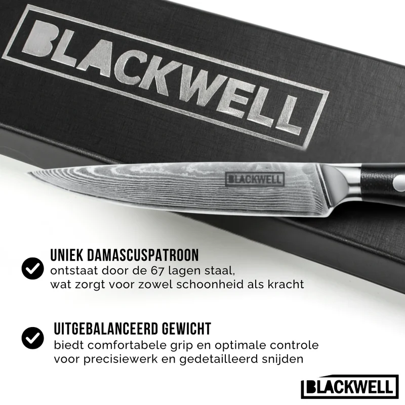 Blackwell Büromesser im japanischen Stil - 67-lagiger Damaststahl - VG10 - 12,5 cm