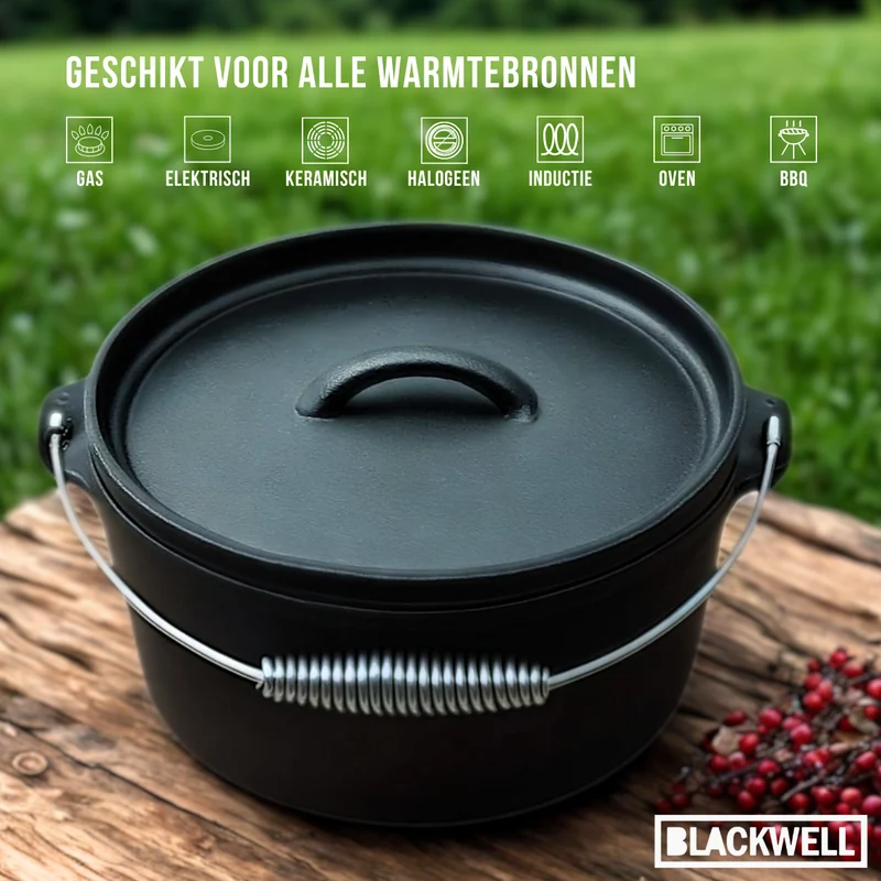 Blackwell Bräter Gusseisen / Dutch oven mit Deckel - ø 25 cm / 4 Liter - ohne Antihaftbeschichtung