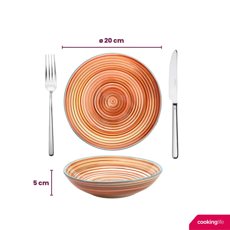 Cookinglife Tiefe Teller / Pastateller Rhythm & Lines ø 20 cm - 4 Stück