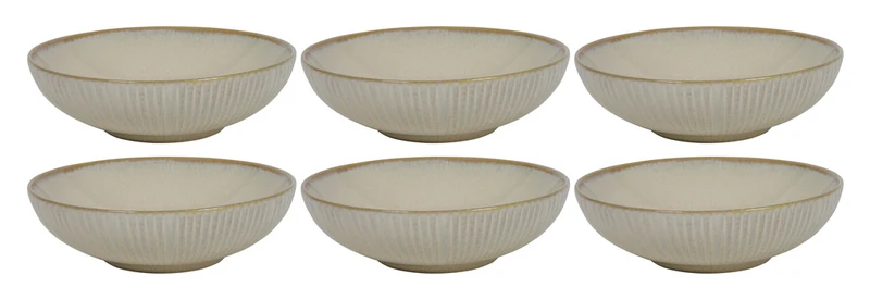Cookinglife Tiefe Teller Coastal Lines Ocean Beige ø 18 cm - 6 Stück