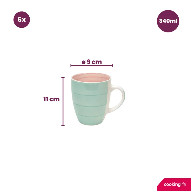 Cookinglife Becher Pastel Harmony 340 ml - 6 Stuks