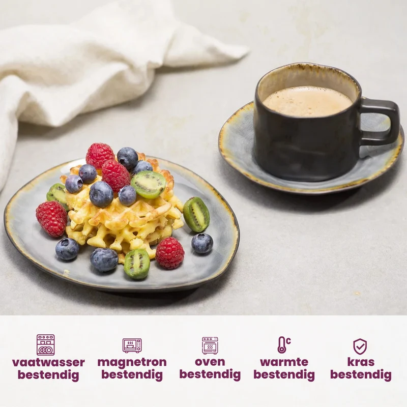 Cosy & Trendy Kaffeetassen Laguna Blau Grau 230 ml - 4 Stück