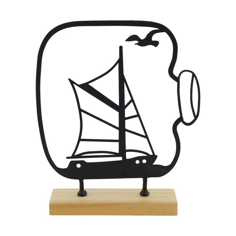 Statue aus Kiefernholz 18x4,5x21cm FSC 100% Natur/Schwarz